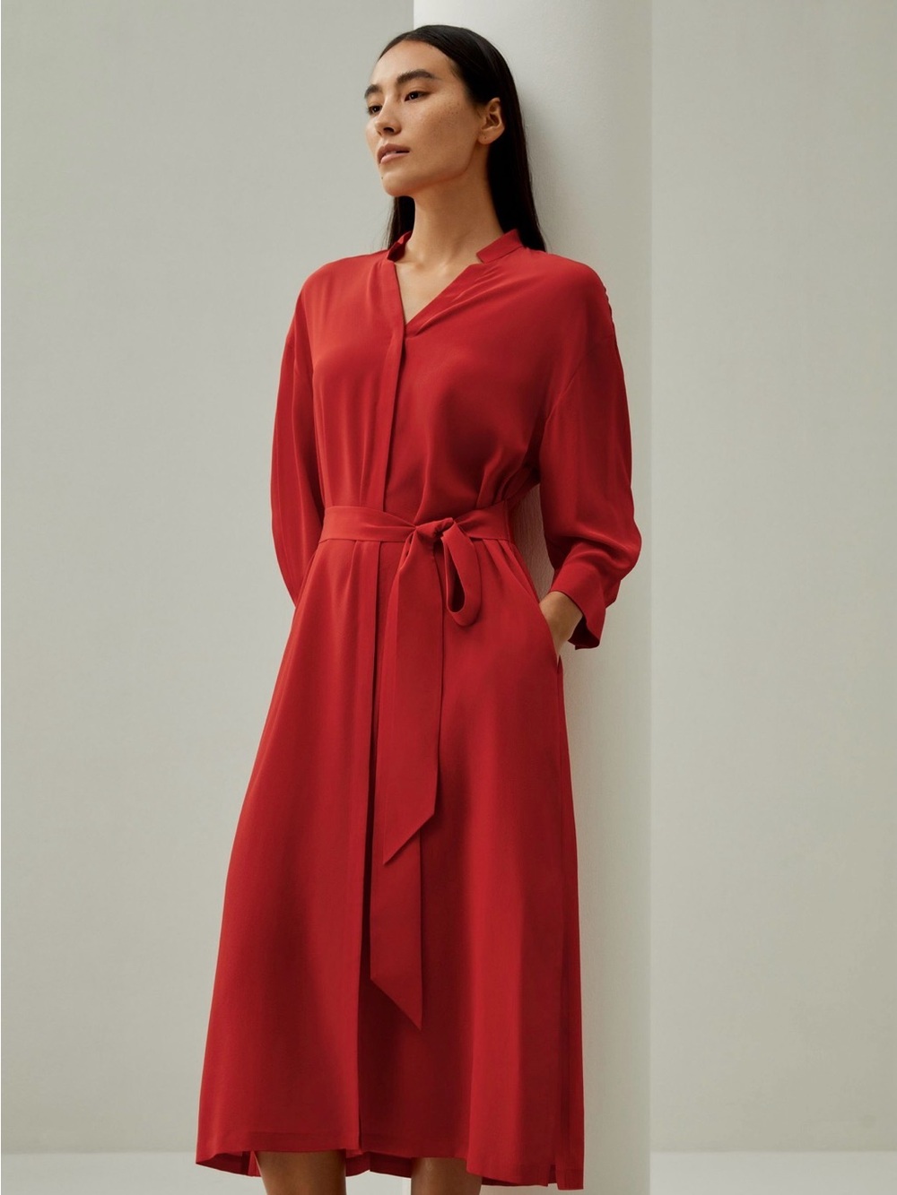Lilysilk silk shirt dress with pockets